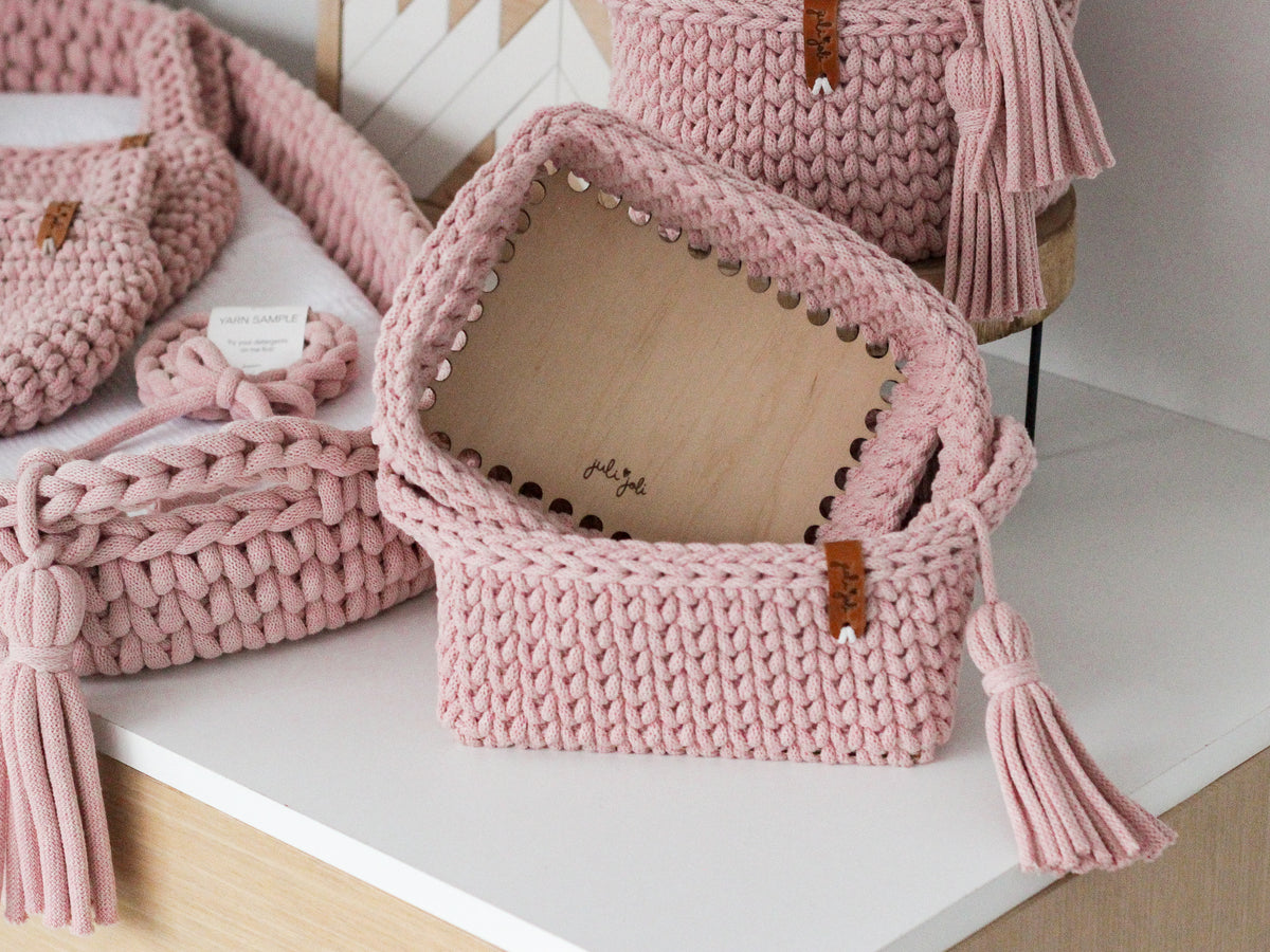 RECTANGLE BASKET SET of 2 | PASTEL PINK