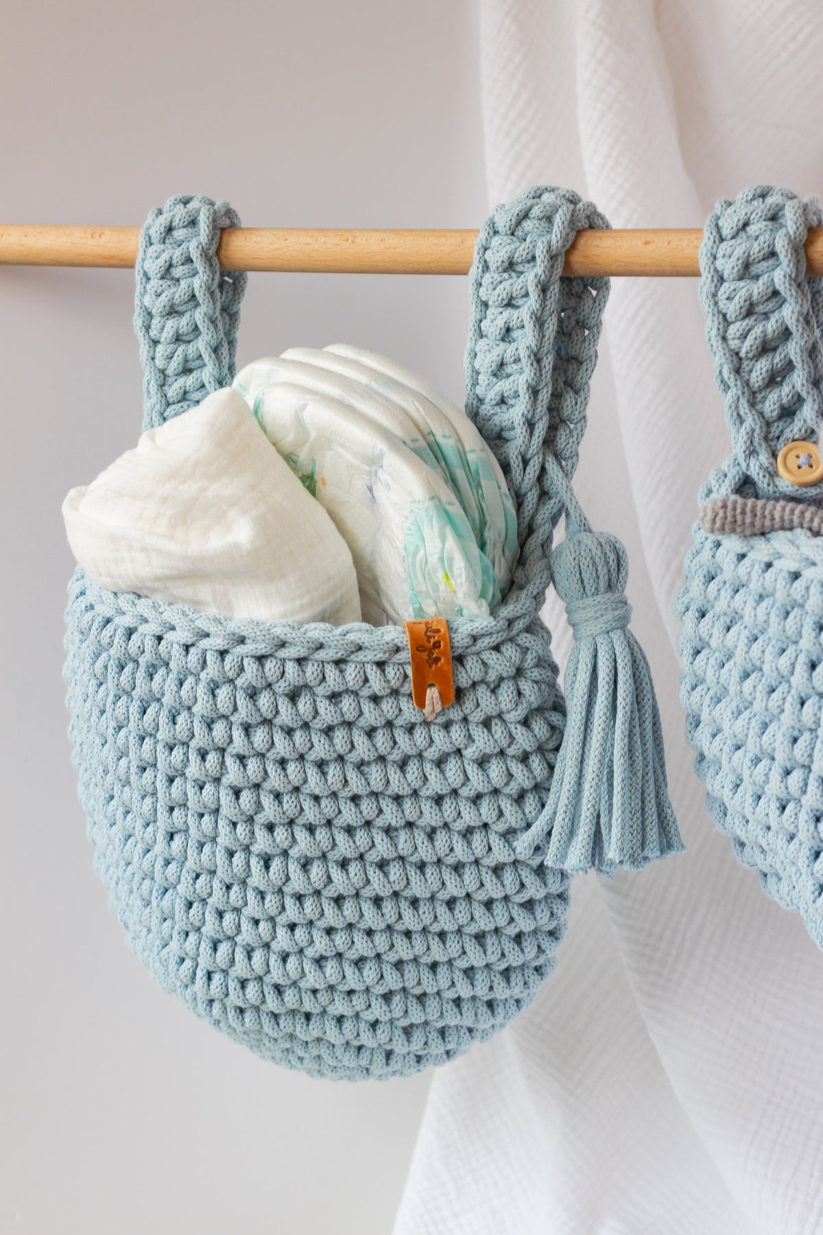 HANGING POCKET BASKETS SET of 2 | MISTY