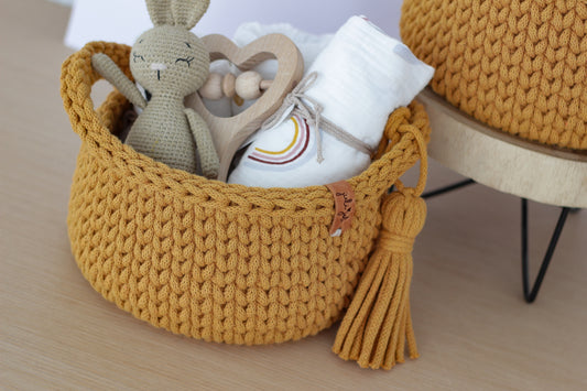ROUND DIAPER BASKET 20cm | MUSTARD