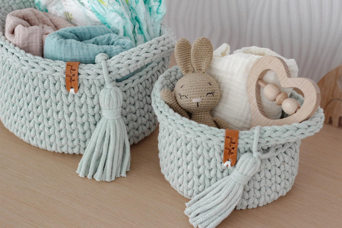 ROUND DIAPER BASKETS 15 + 20cm | MILKY GREEN