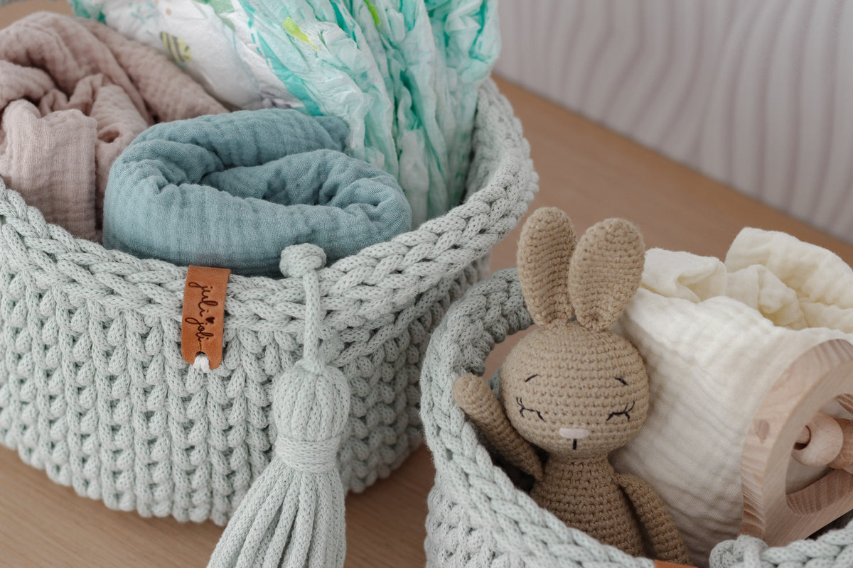 ROUND DIAPER BASKETS 15 + 20cm | MILKY GREEN