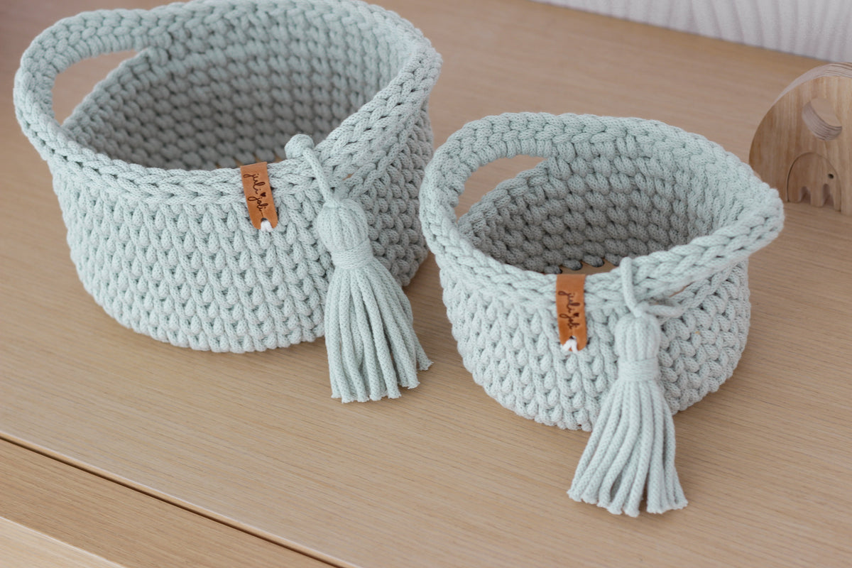 ROUND DIAPER BASKETS 15 + 20cm | MILKY GREEN