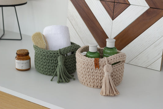 ROUND DIAPER BASKETS 15 + 15cm | EUCALYPTUS+WARM BEIGE