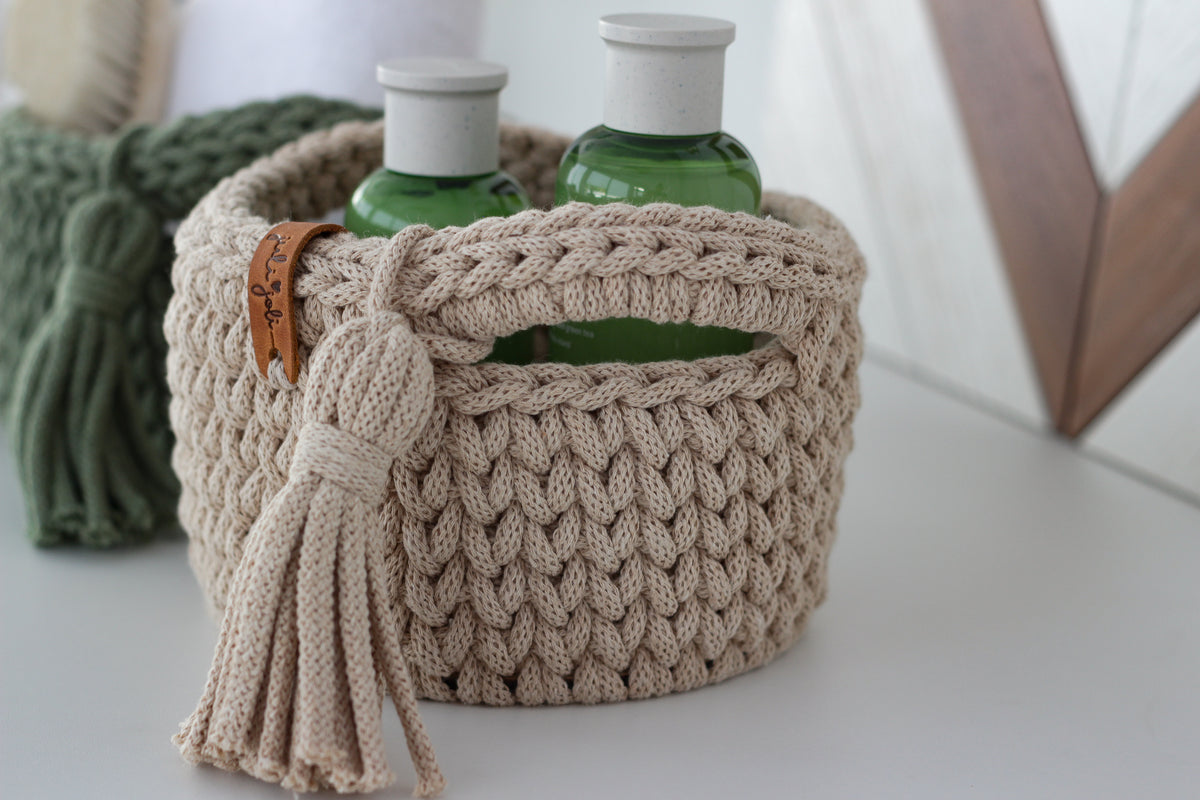 ROUND DIAPER BASKETS 15 + 15cm | EUCALYPTUS+WARM BEIGE