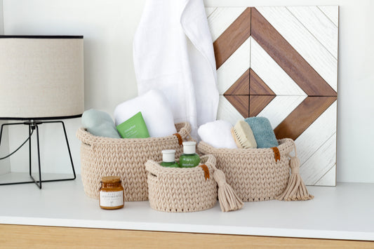 ROUND DIAPER BASKETS SET of 3 | WARM BEIGE
