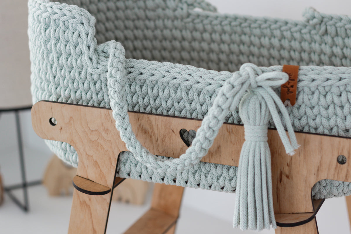 42cm DOLL MOSES BASKET | MILKY GREEN