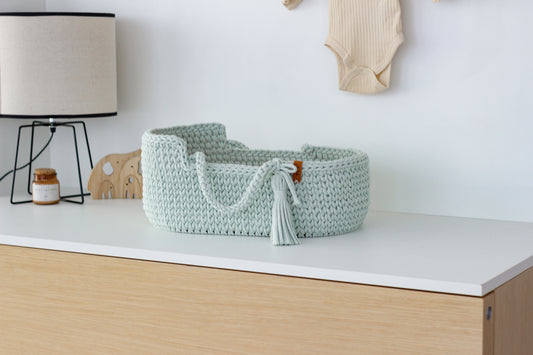 42cm DOLL MOSES BASKET | MILKY GREEN