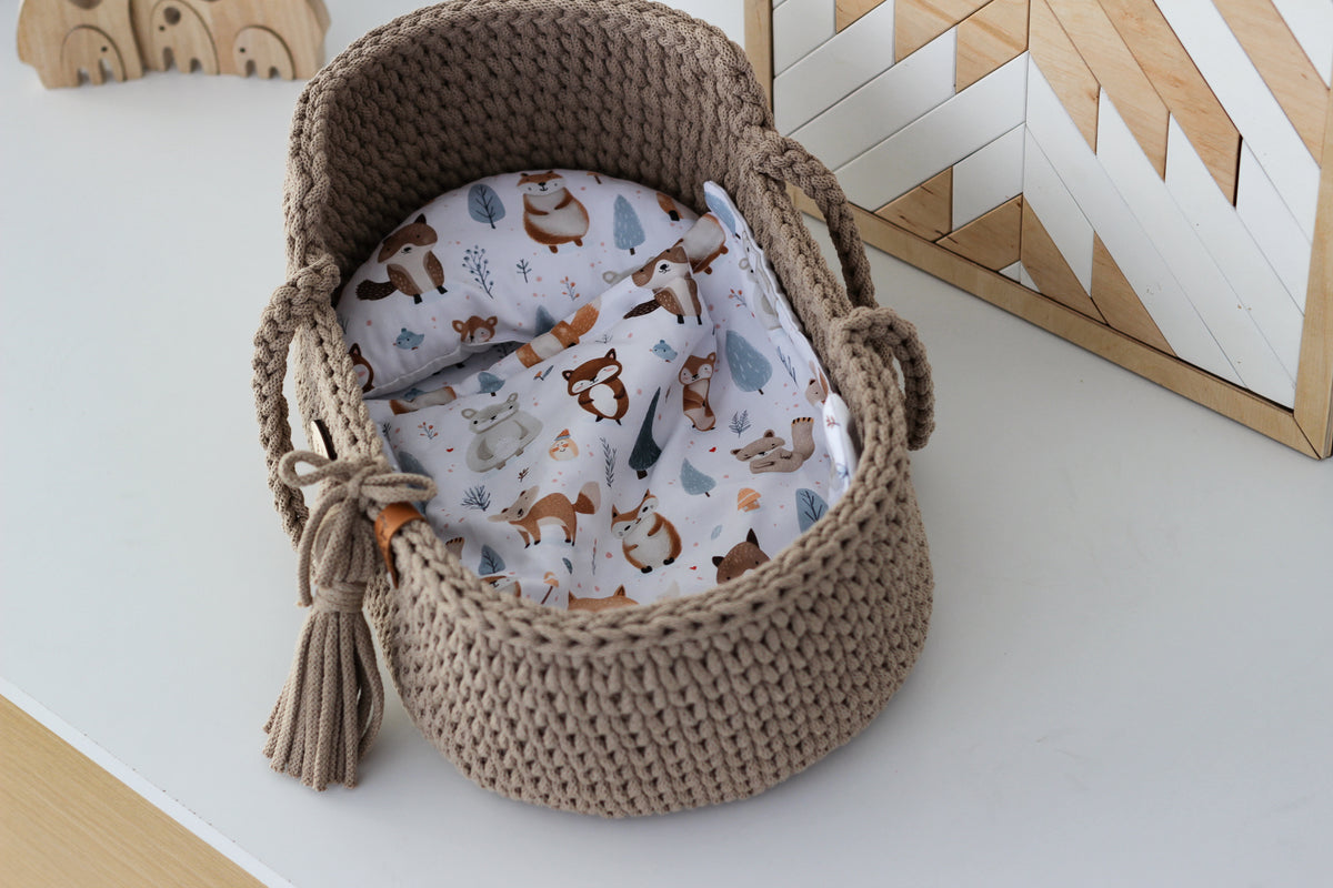 42cm DOLL MOSES BASKET | SAND