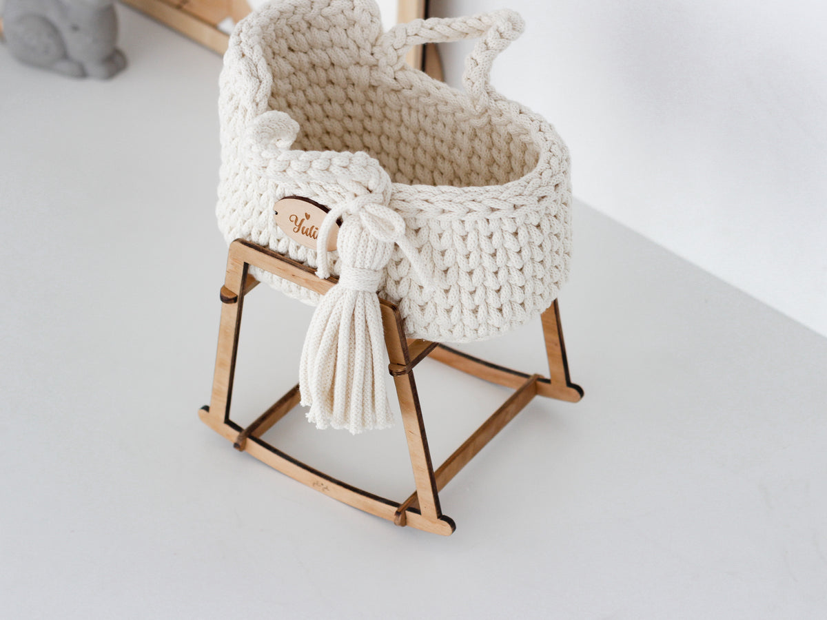 22cm MINI DOLL MOSES BASKET | NATURAL