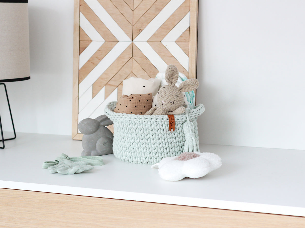 ROUND DIAPER BASKET 20cm | MILKY GREEN