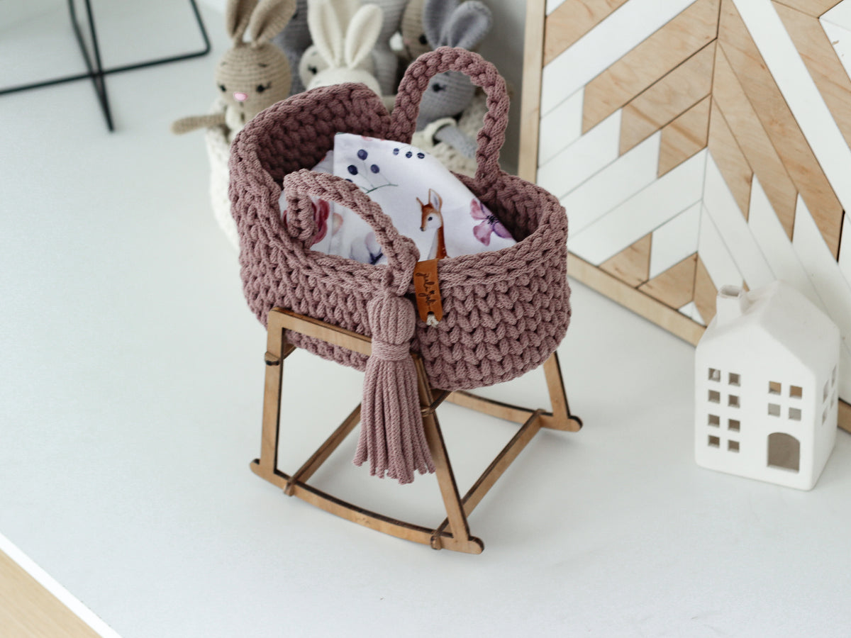 22cm MINI DOLL MOSES BASKET | MAUVE