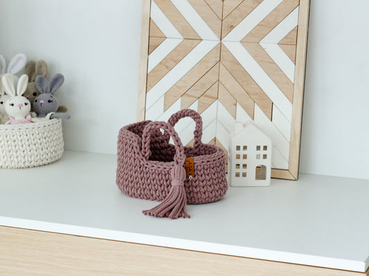 22cm MINI DOLL MOSES BASKET | MAUVE