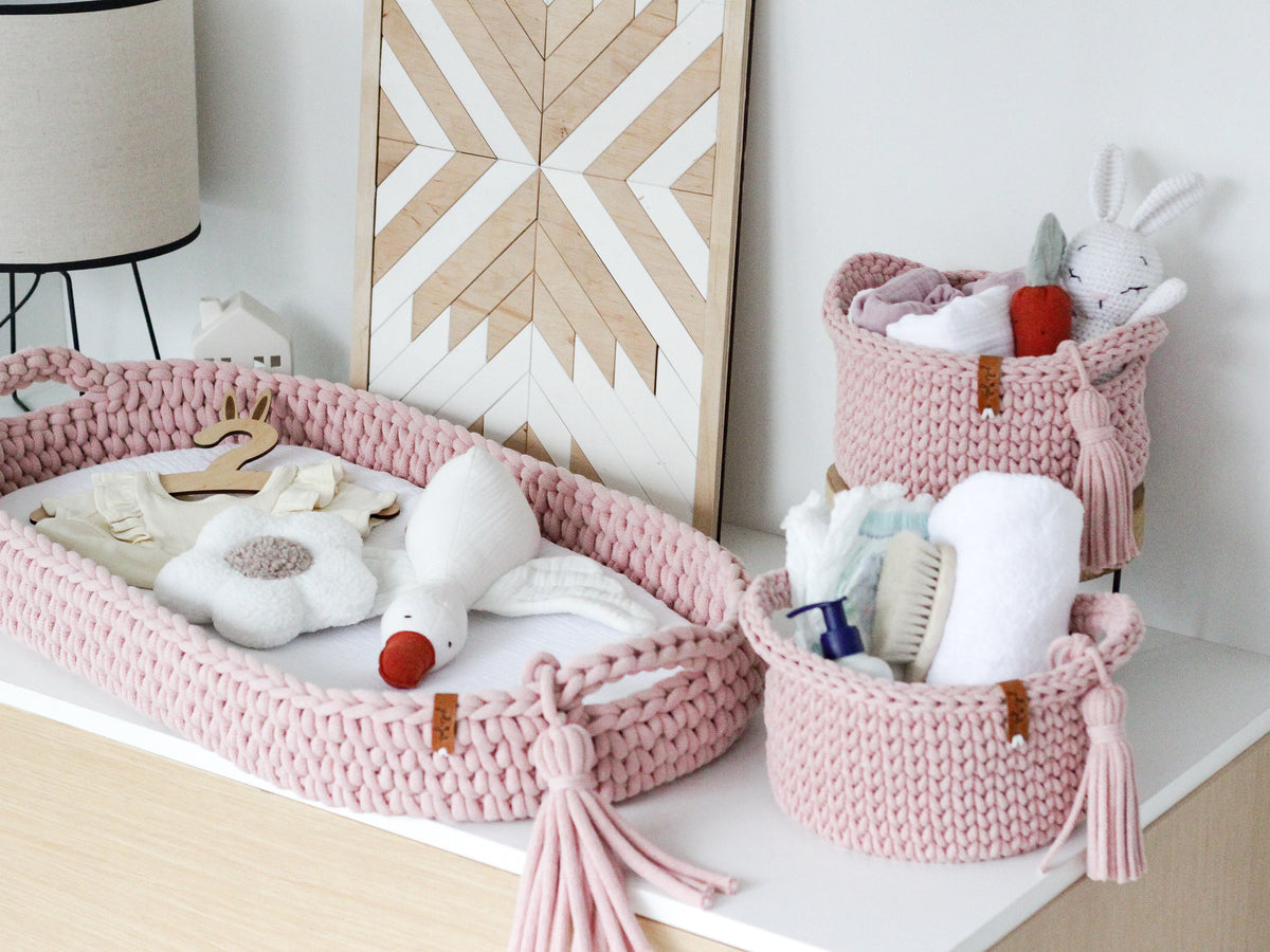 ROUND DIAPER BASKETS 20 + 20cm | PASTEL PINK