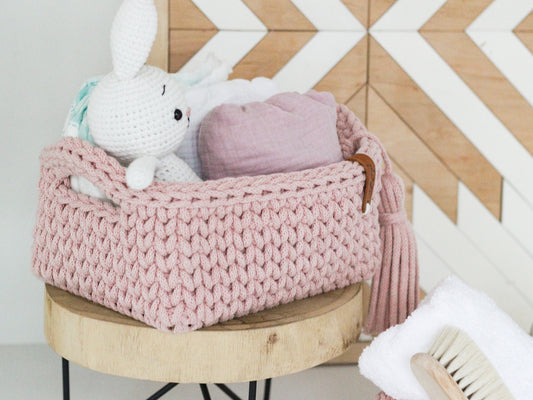 RECTANGLE BASKET MEDIUM | PASTEL PINK
