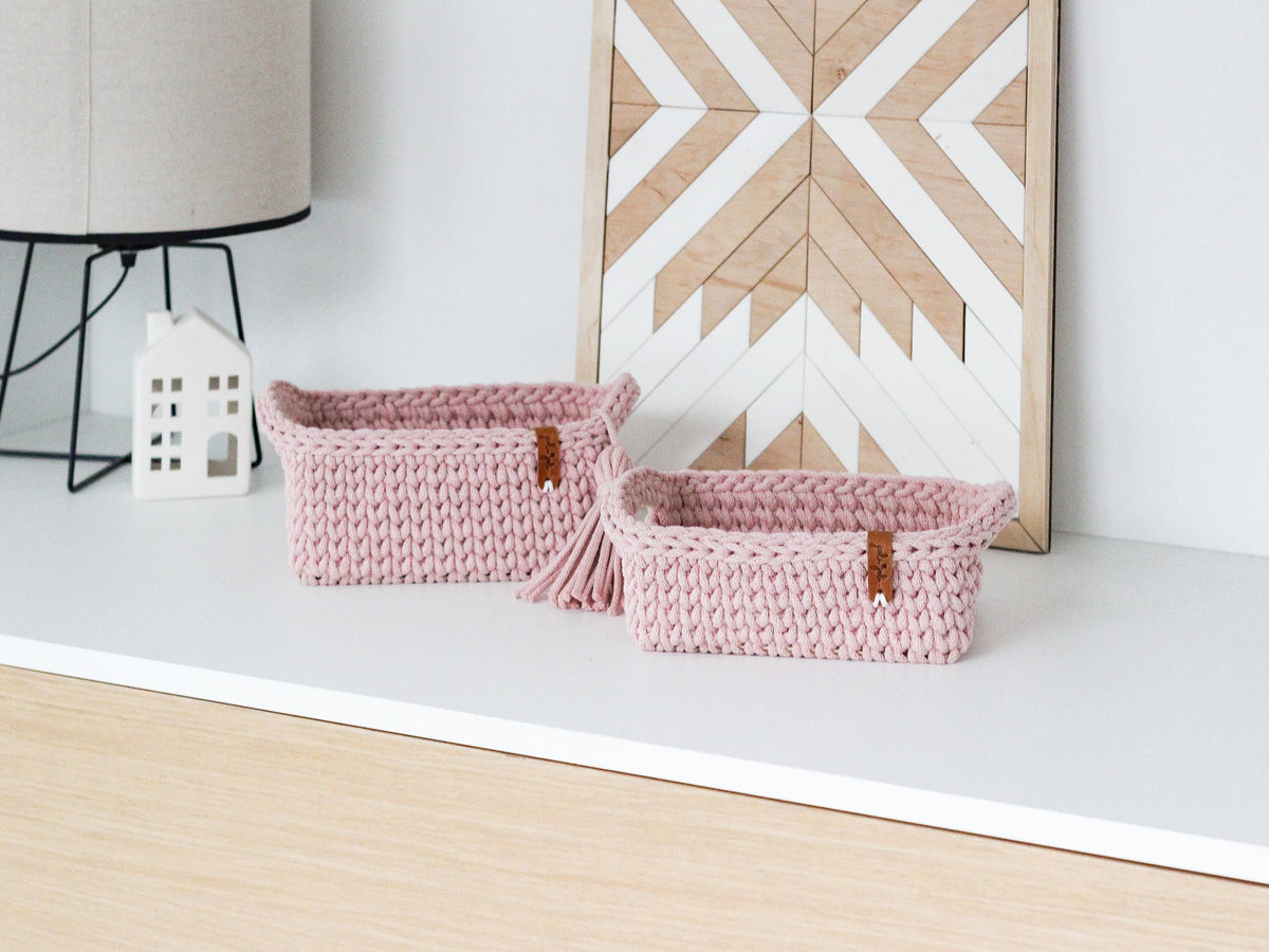 RECTANGLE BASKET SET of 2 | PASTEL PINK