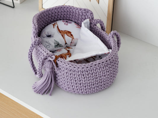 37cm DOLL MOSES BASKET | LAVENDER