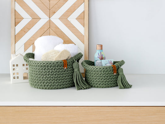 ROUND DIAPER BASKETS 15 + 20cm | EUCALYPTUS