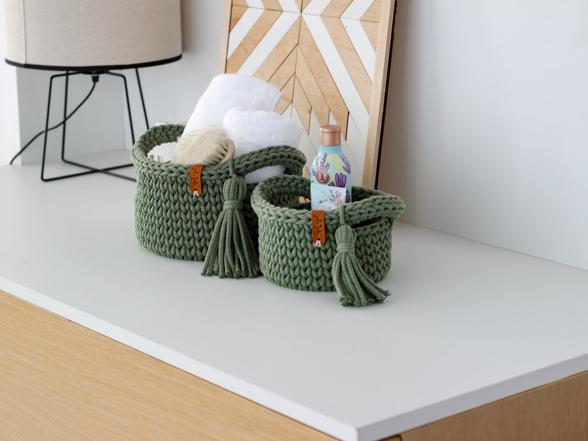 ROUND DIAPER BASKETS 15 + 20cm | EUCALYPTUS