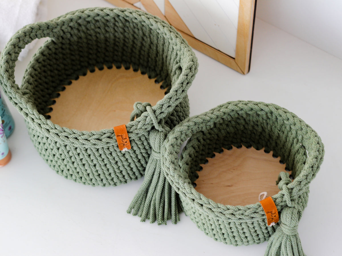 ROUND DIAPER BASKETS 15 + 20cm | EUCALYPTUS