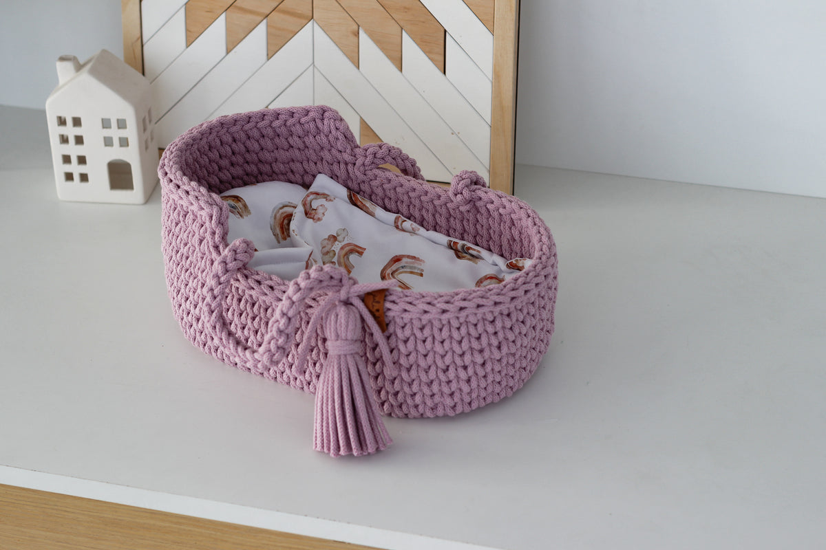 32cm DOLL MOSES BASKET | DUSTY PINK