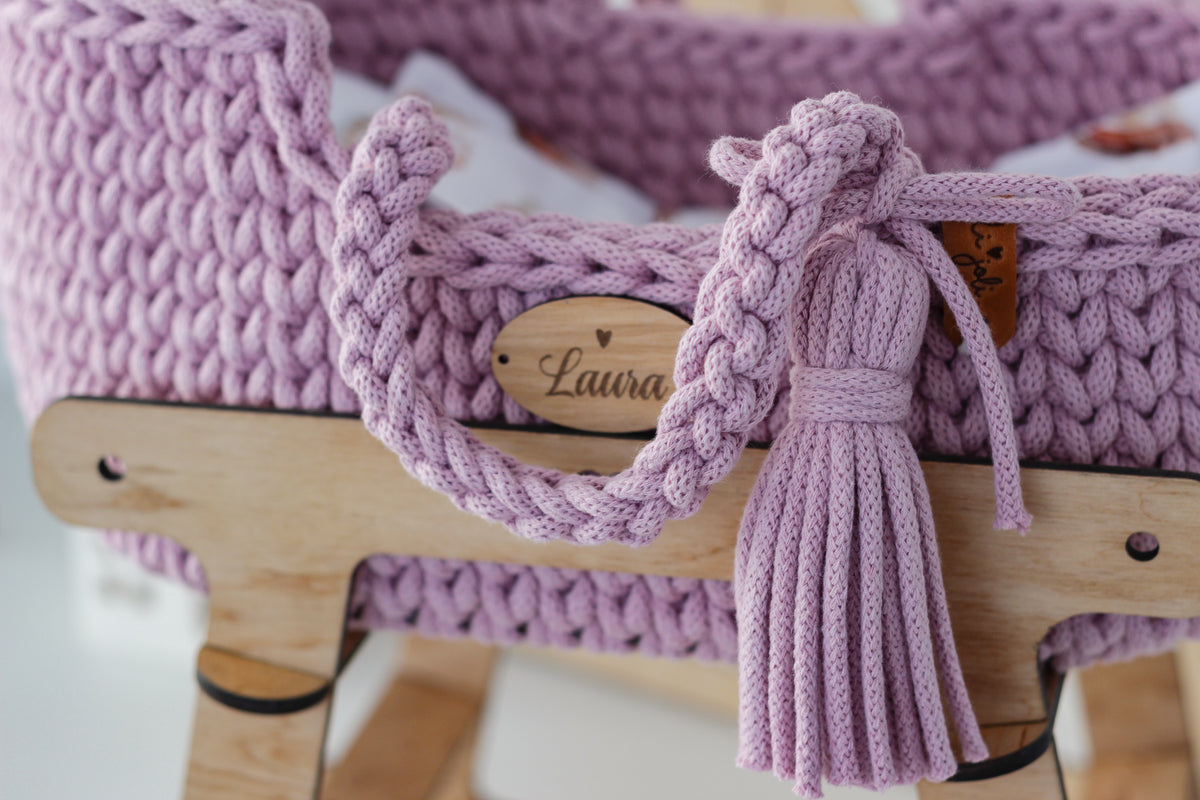 32cm DOLL MOSES BASKET | DUSTY PINK