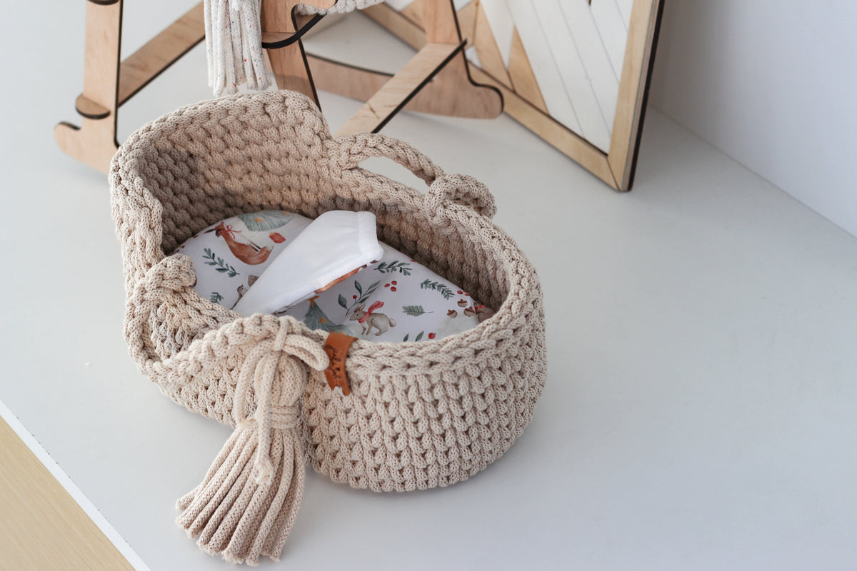 27cm DOLL MOSES BASKET | WARM BEIGE