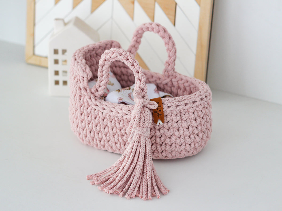 22cm MINI DOLL MOSES BASKET | PASTEL PINK