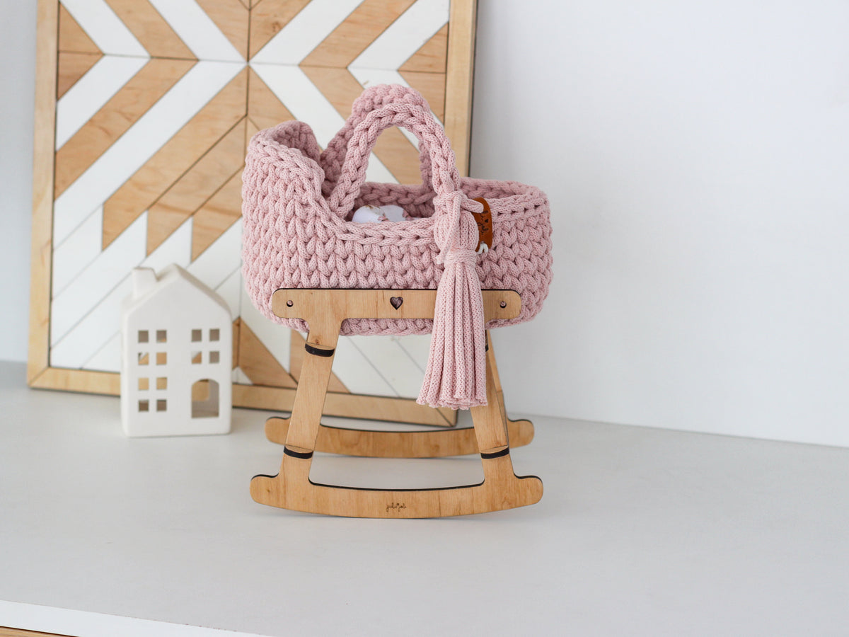 22cm MINI DOLL MOSES BASKET | PASTEL PINK