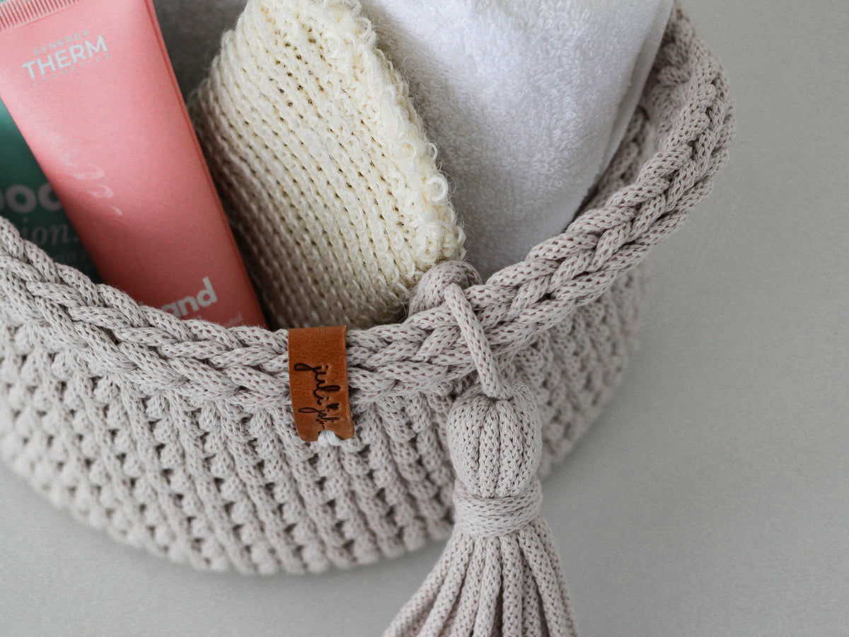 ROUND DIAPER BASKET 20cm | NUDE