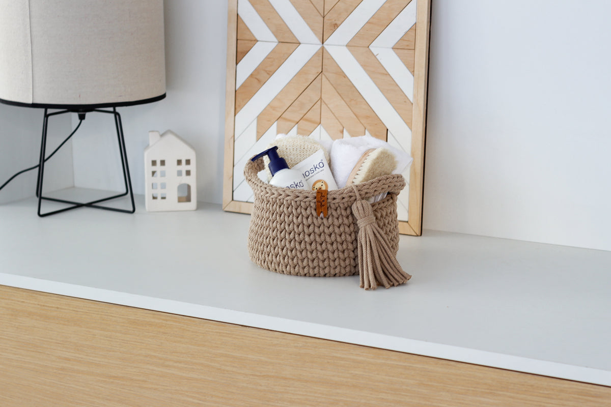 ROUND DIAPER BASKET 20cm | SAND
