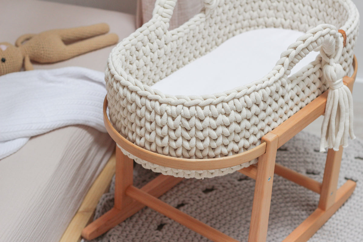 57cm BIG DOLL MOSES BASKET | NATURAL